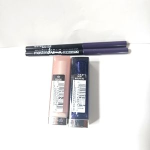 Maybelline Lip Stick And Eyeliner 4pc Set